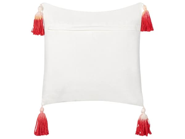 Set om 2 kuddar Vit Röd Bomull 45 x 45 cm Julmotiv Renar Tofsar Tillbehör Festlig Inredning