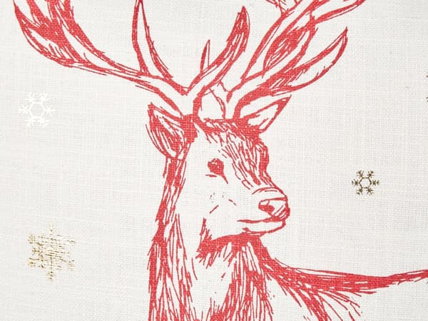 Set om 2 kuddar Vit Röd Bomull 45 x 45 cm Julmotiv Renar Tofsar Tillbehör Festlig Inredning