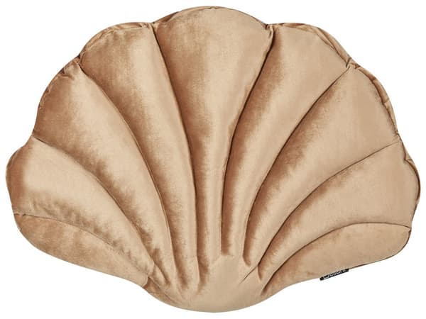 Set med 2 Snäckskalskuddar Beige Sammet Kammussla Form Prydnadskudde Dekoration Marint Tema Textilier Vardagsrum Sovrum
