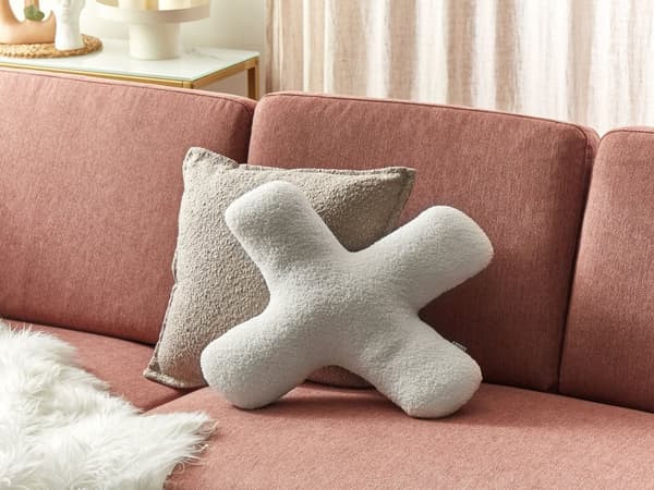 Set med 2 Prydnadskuddar Off-White Teddytyg X och O-formade Kuddar Vardagsrum Sovrum