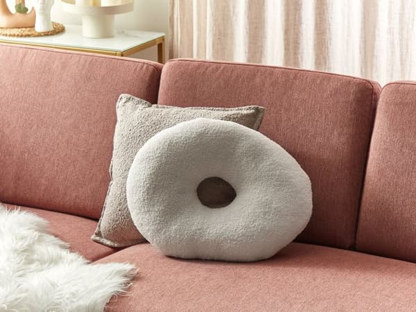 Set med 2 Prydnadskuddar Off-White Teddytyg X och O-formade Kuddar Vardagsrum Sovrum