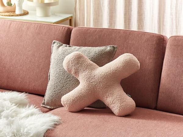 Set med 2 Prydnadskuddar Rosa Teddytyg X och O-formade Kuddar Vardagsrum Sovrum
