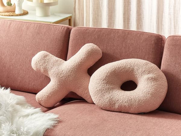 Set med 2 Prydnadskuddar Rosa Teddytyg X och O-formade Kuddar Vardagsrum Sovrum