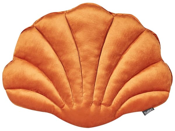 Set med 2 Snäckskalskuddar Orange Sammet Kammussla Form Prydnadskudde Dekoration Marint Tema Textilier Vardagsrum Sovrum