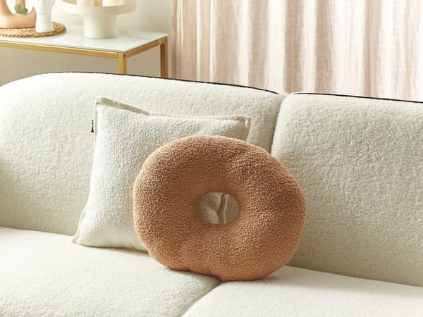 Set med 2 Prydnadskuddar Ljusbrun Teddytyg X och O-formade Kuddar Vardagsrum Sovrum