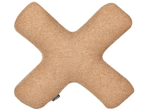 Set med 2 Prydnadskuddar Ljusbrun Teddytyg X och O-formade Kuddar Vardagsrum Sovrum