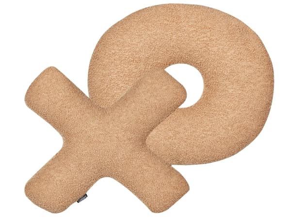 Set med 2 Prydnadskuddar Ljusbrun Teddytyg X och O-formade Kuddar Vardagsrum Sovrum