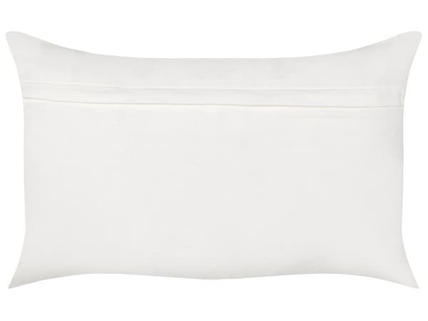 Spredningspute Hvit og grønn bomull 30 x 50 cm Rektangulær håndlaget pute med broderte blader og blomstermotiv Avtakbart trekk