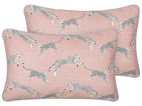 Sett med 2 pynteputer Rosa Bomull 30 x 50 cm Gepardmotiv Dyreprint Rektangulær form Moderne design