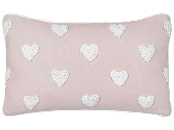 Spredningspute i rosa bomull 30 x 50 cm Kastepute med brodert hjertemønster