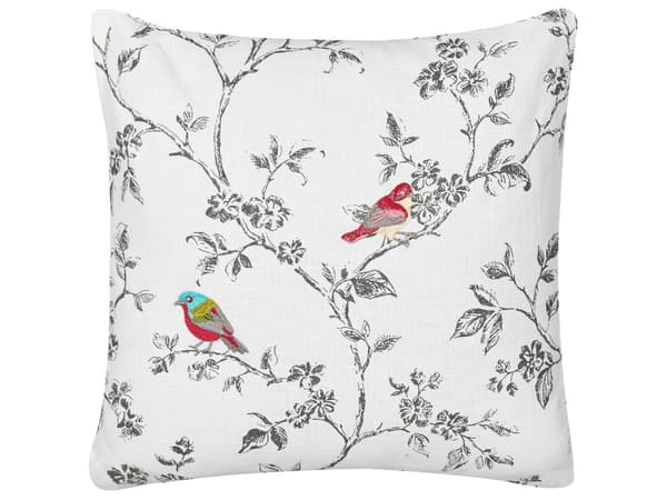 Sett med 2 Pynteputer Hvit Bomull 45 x 45 cm Pute Brodert Fuglemønster