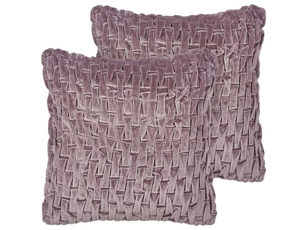 Sett med 2 dekorative puter i fiolett fløyel 45 x 45 cm Moderne tradisjonell stue soverom pute
