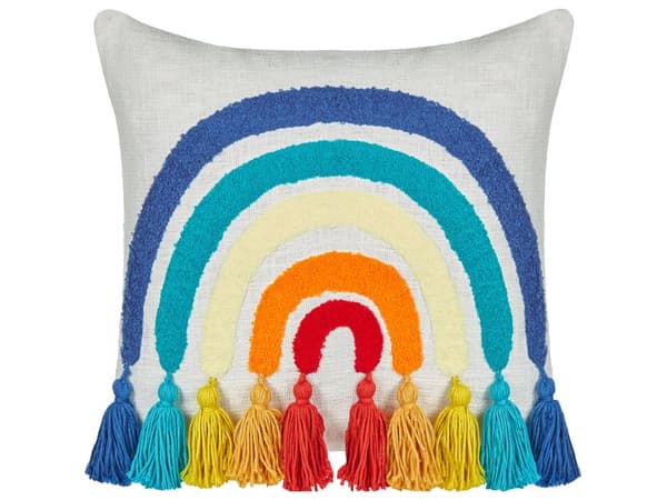 Sett med 2 Pynteputer Flerfarget bomull 45 x 45 cm Pute Brodert med regnbuemønster