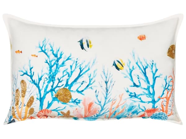 Sett med 2 Pynteputer Flerfarget Bomull 30 x 50 cm Marint mønster Rektangulært Polyester Tilbehør