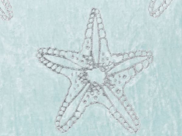 Pyntepute Blå Fløyel 45 x 45 cm Marine sjøstjernemotiv Firkantet Polyesterfylling Hjemmetilbehør