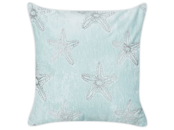 Pyntepute Blå Fløyel 45 x 45 cm Marine sjøstjernemotiv Firkantet Polyesterfylling Hjemmetilbehør