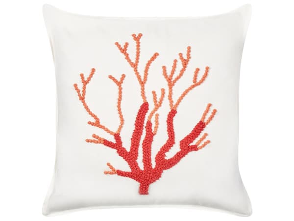 Kudde Vit Bomull 45 x 45 cm Marin Korallmönster Fyrkantig Polyester Fyllning Heminredning