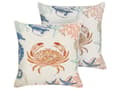 Miniatyrbild 1 av 7: Set med 2 kuddar Beige Linne Bomull 45 x 45 cm Marint Krabbmönster Fyrkantig Polyester Fyllning Heminredningstillbehör