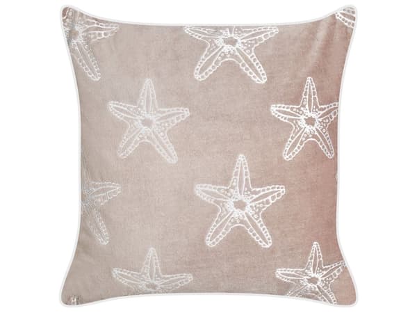 Sett med 2 puter Rosa fløyel 45 x 45 cm Marine sjøstjernemotiv Firkantet polyesterfylling Hjemmetilbehør
