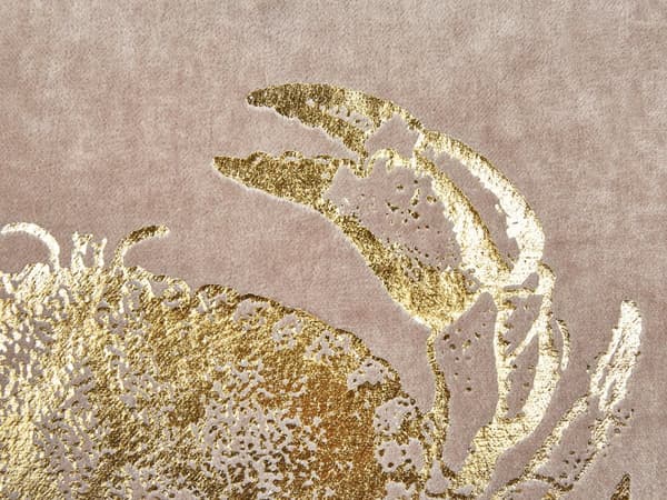 Set om 2 prydnadskuddar Taupe sammet 45 x 45 cm Marin krabbmotiv Fyrkantig polyesterfyllning Heminredningstillbehör