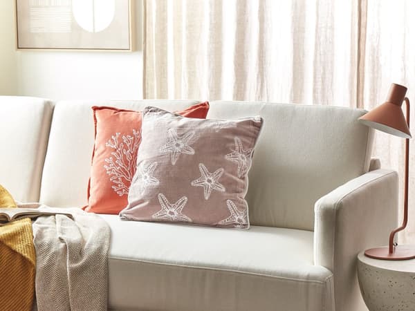 Prydnadskudde Rosa Sammet 45 x 45 cm Marin Sjöstjärna Motiv Fyrkantig Polyester Fyllning Heminredning