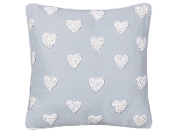 Set om 2 prydnadskuddar Grå bomull 45 x 45 cm Broderat hjärtmönster