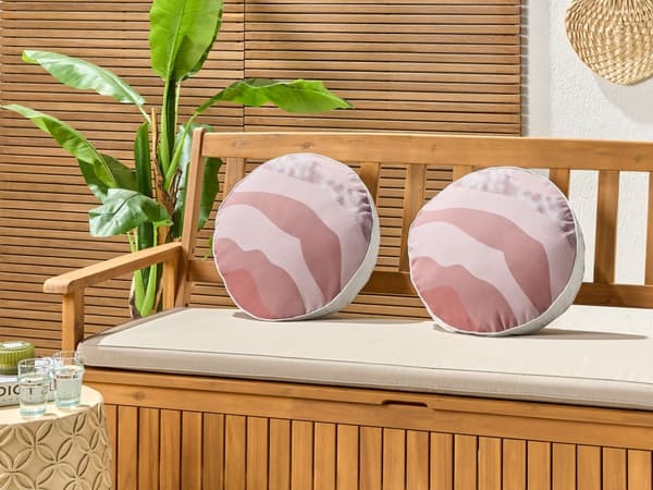 Trädgårdskudde set om 2 Rosa Polyester ⌀ 40 cm Abstrakt Mönster Modern Utomhusdekoration Vattenavvisande Balkong Uteplats Trädgård