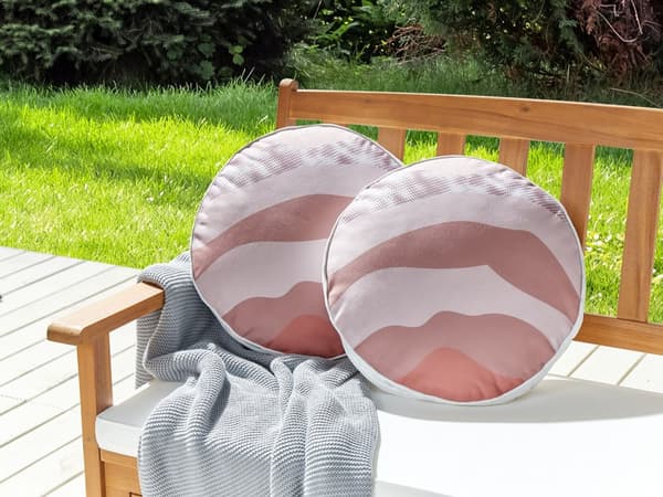 Trädgårdskudde set om 2 Rosa Polyester ⌀ 40 cm Abstrakt Mönster Modern Utomhusdekoration Vattenavvisande Balkong Uteplats Trädgård
