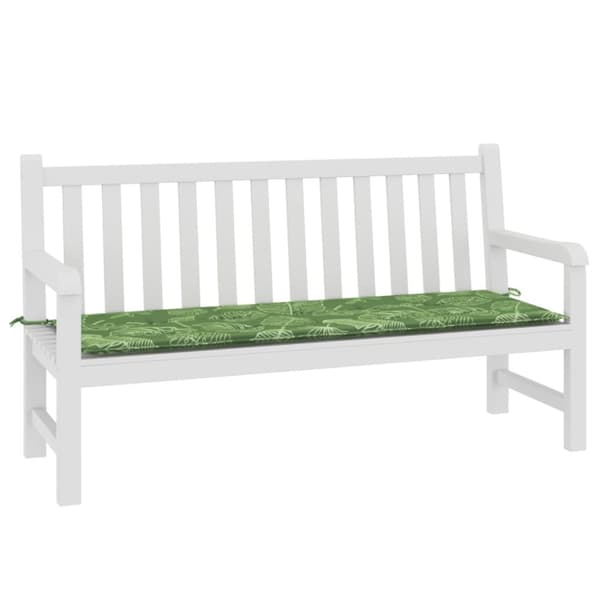 Bänkdyna för trädgården bladmönster 150x50x3 cm oxfordtyg