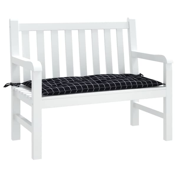Bänkdyna för trädgården svartrutig 100x50x7 cm oxfordtyg