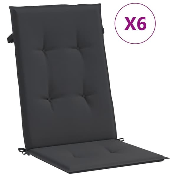 stolehynder m. høj ryg 6 stk. 120x50x3 cm stof sort