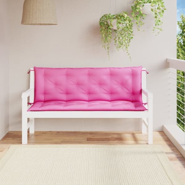 hynder til havebænk 2 stk. 2 stk. 150x50x7 cm stof pink