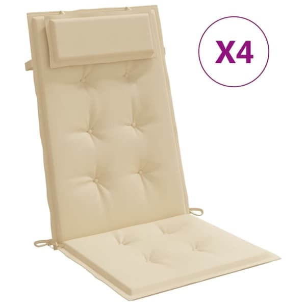 stolehynder m. høj ryg 4 stk. oxfordstof beige