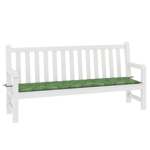 Bänkdyna för trädgården bladmönster 200x50x3 cm tyg