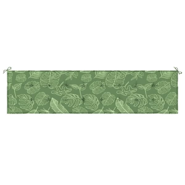 Bänkdyna för trädgården bladmönster 200x50x3 cm tyg