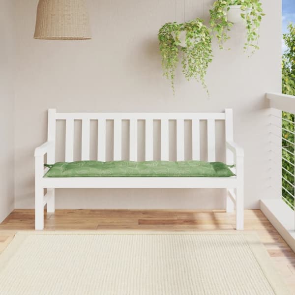 Bänkdyna för trädgården bladmönster 150x50x7 cm oxfordtyg