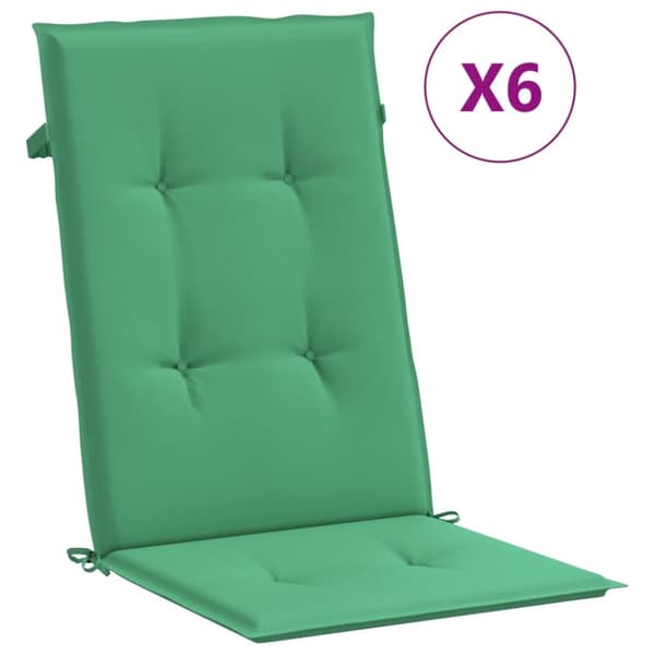 stolehynder m. høj ryg 6 stk. 120x50x3 cm stof grøn