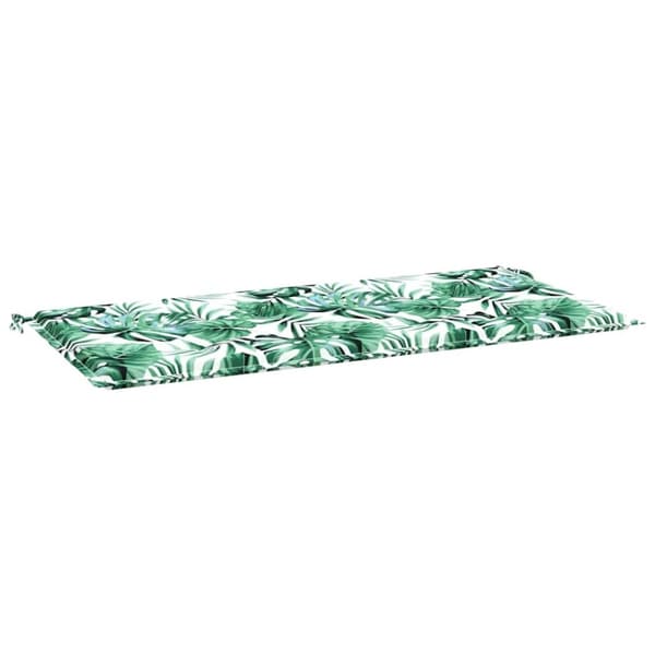 vidaXL Bänkdyna för trädgården bladmönster 120x50x3 cm oxfordtyg