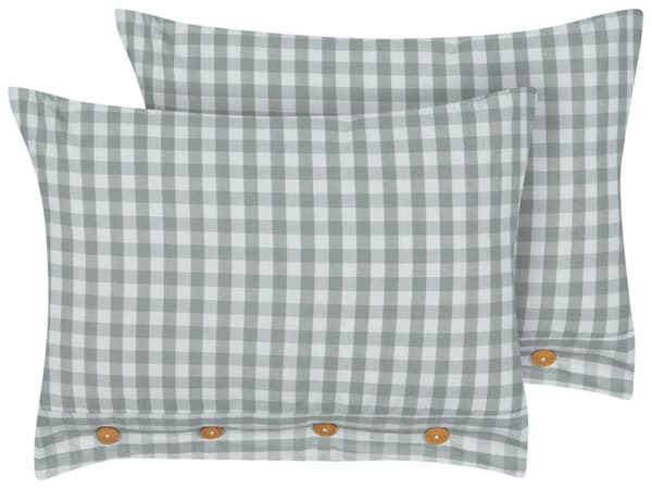 Sett med 2 Dekorationsputer Grønt og Hvitt Rutete Mønster 40 x 60 cm Knapper Moderne Dekorasjonstilbehør Soverom Stue