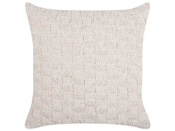 Spredningspute Beige Stoff 45 x 45 cm Ensfarget mønster Strikket Trekk Stil Tekstil
