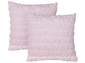 Miniatyrbilde 1 av 7: Sett med 2 Pynteputer Rosa Polyesterstoff med Hjertemønster 45 x 45 cm Puter til barn