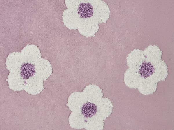 Sett med 2 stk. puter i lilla fløyelsstoff av polyester med blomstermønster 45 x 45 cm Puter for barn