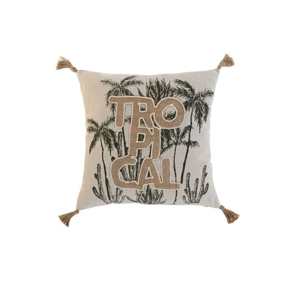Kudde Home ESPRIT Beige Naturell Tropiskt Boho 45 x 5 x 45 cm