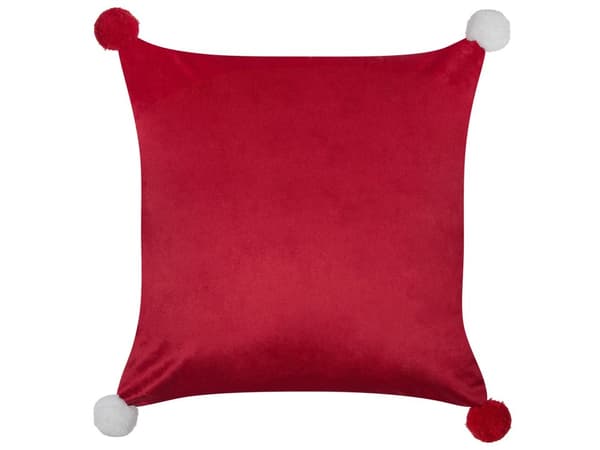 2 st prydnadskuddar i rött polyestertyg med tartanmönster och julmotiv 45 x 45 cm