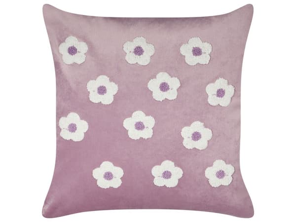 2 st prydnadskuddar Violett sammet Polyestertyg Blommönster 45 x 45 cm Kuddar för barn
