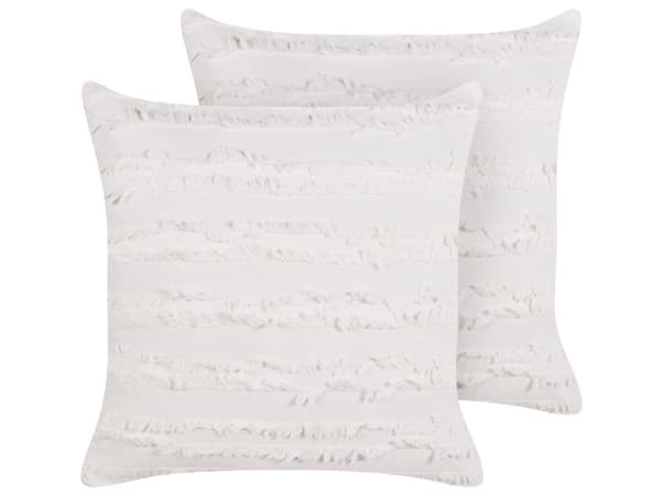 Set om 2 prydnadskuddar Vit bomull Mönster 45 x 45 cm Avtagbart överdrag Modern inredning Accessoarer Sovrum Vardagsrum