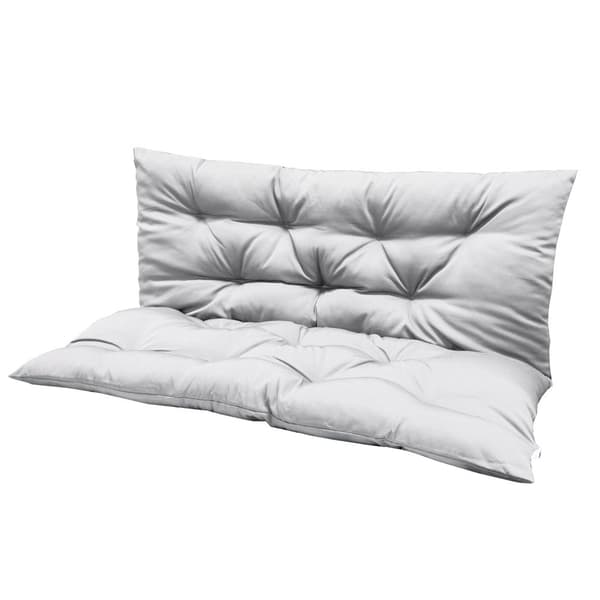Vaaleanharmaa kaksinkertainen puutarhatyyny keinupenkille selk�nojalla 120x100cm