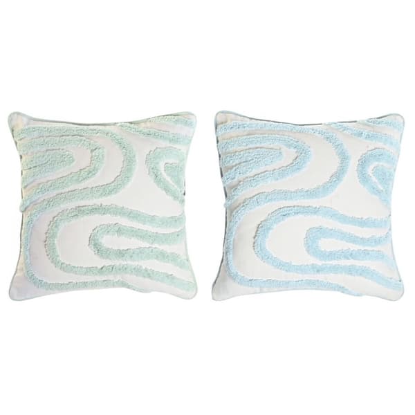 Kudde Home ESPRIT Blå Vit Grön 40 x 5 x 40 cm (2 antal)