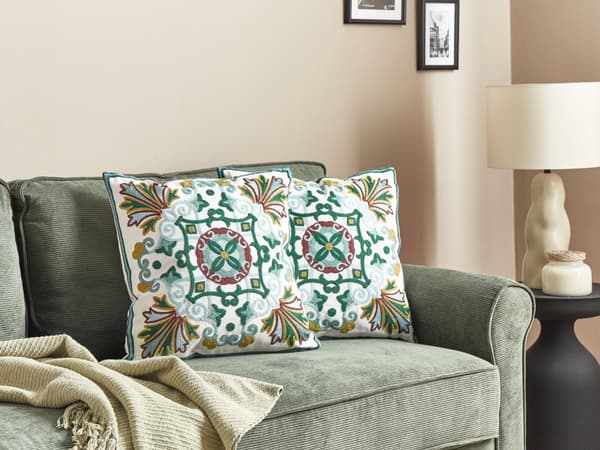 Sett med 2 Pynteputer Grønn Bomullsstoff 45 x 45 cm med orientalsk mønster