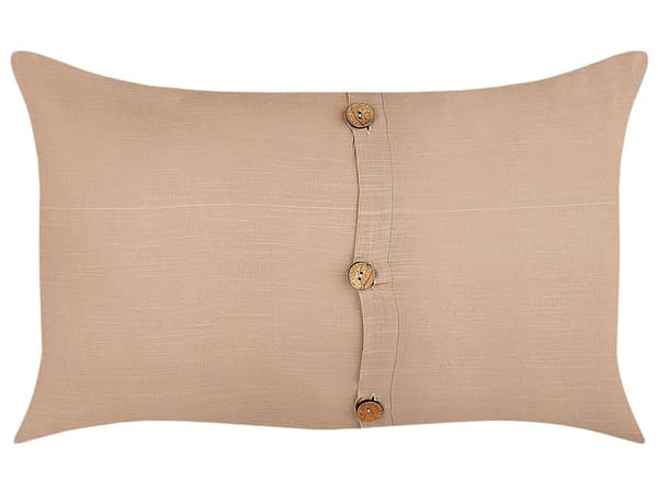 Sett med 2 pynteputer Beige Lin Bomull 30 x 50 cm Dekorative knapper Avtakbart putetrekk Klassisk stil Dekorasjon Tilbehør